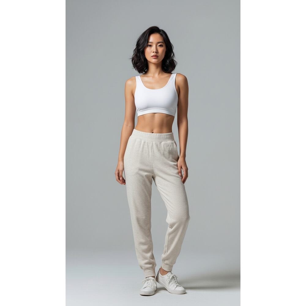 NWT ID Ideology Women's Ottoman-Rib Jogger Pants Sand S